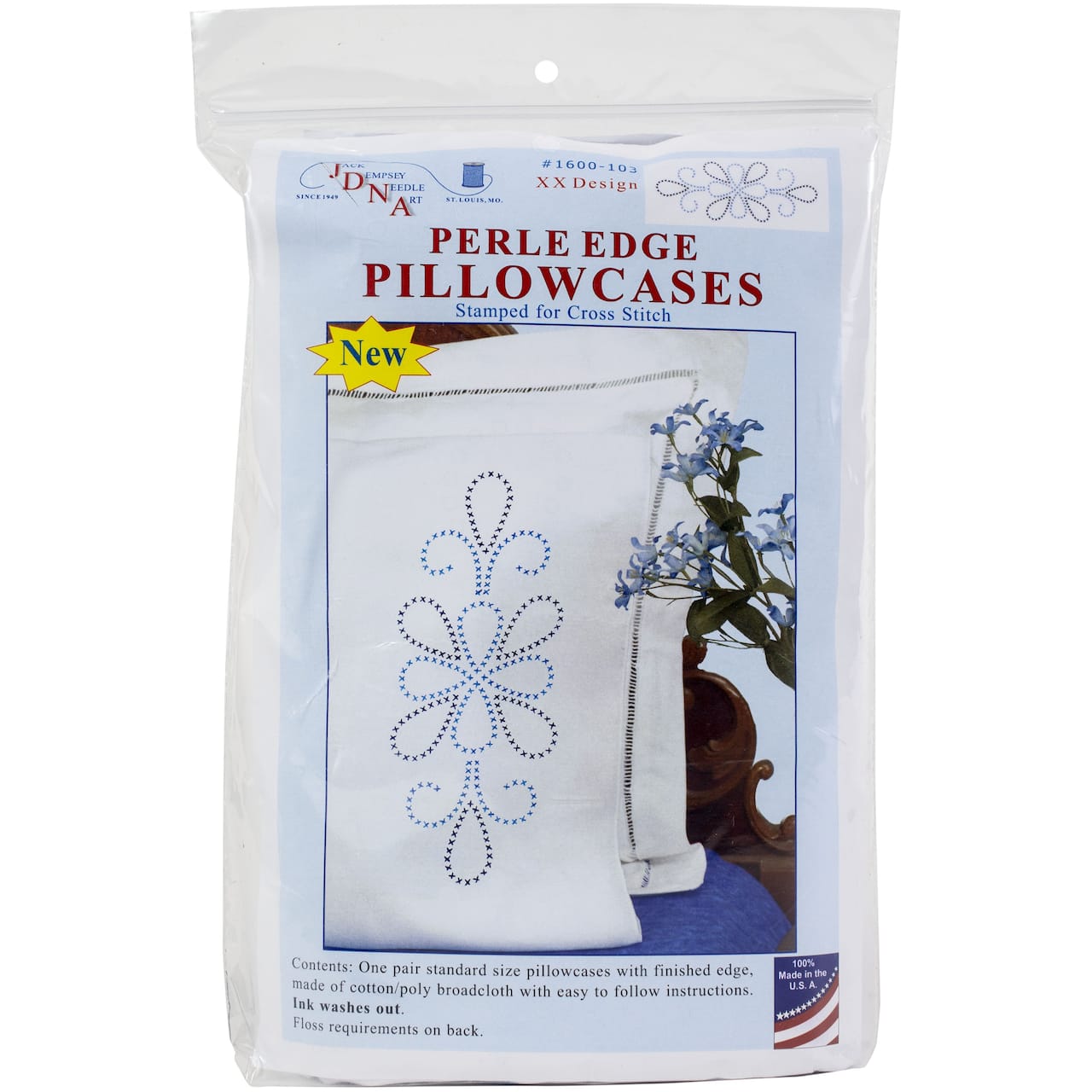 Jack Dempsey XX Design Perle Edge Stamped For Embroidery Pillowcase Set